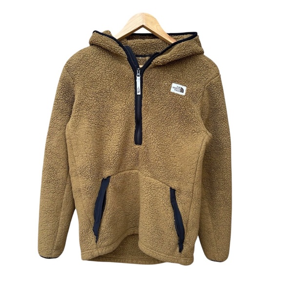 The North Face Campshire Teddy Brown Sherpa Half Zip Hooded Fleece Boys L 14/16 - Picture 10 of 10